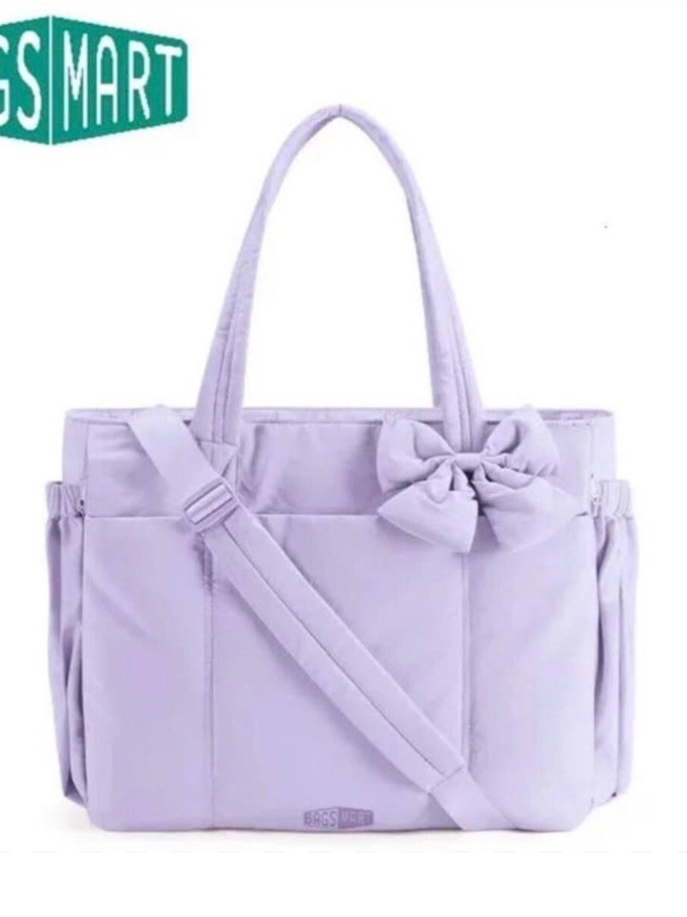 Bagsmart Lavender Bow Tote Bag with Removable Strap